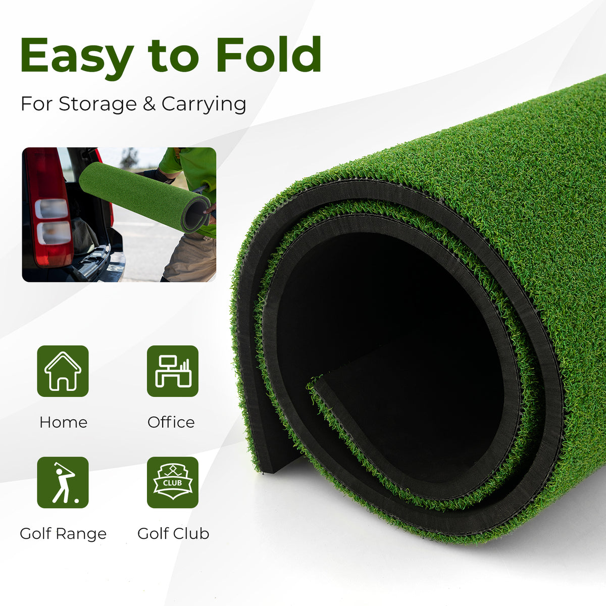 3 x 5 Feet Golf Practice Mat with Tee Holders & Alignment Sticks - Indoor Outdoor Training