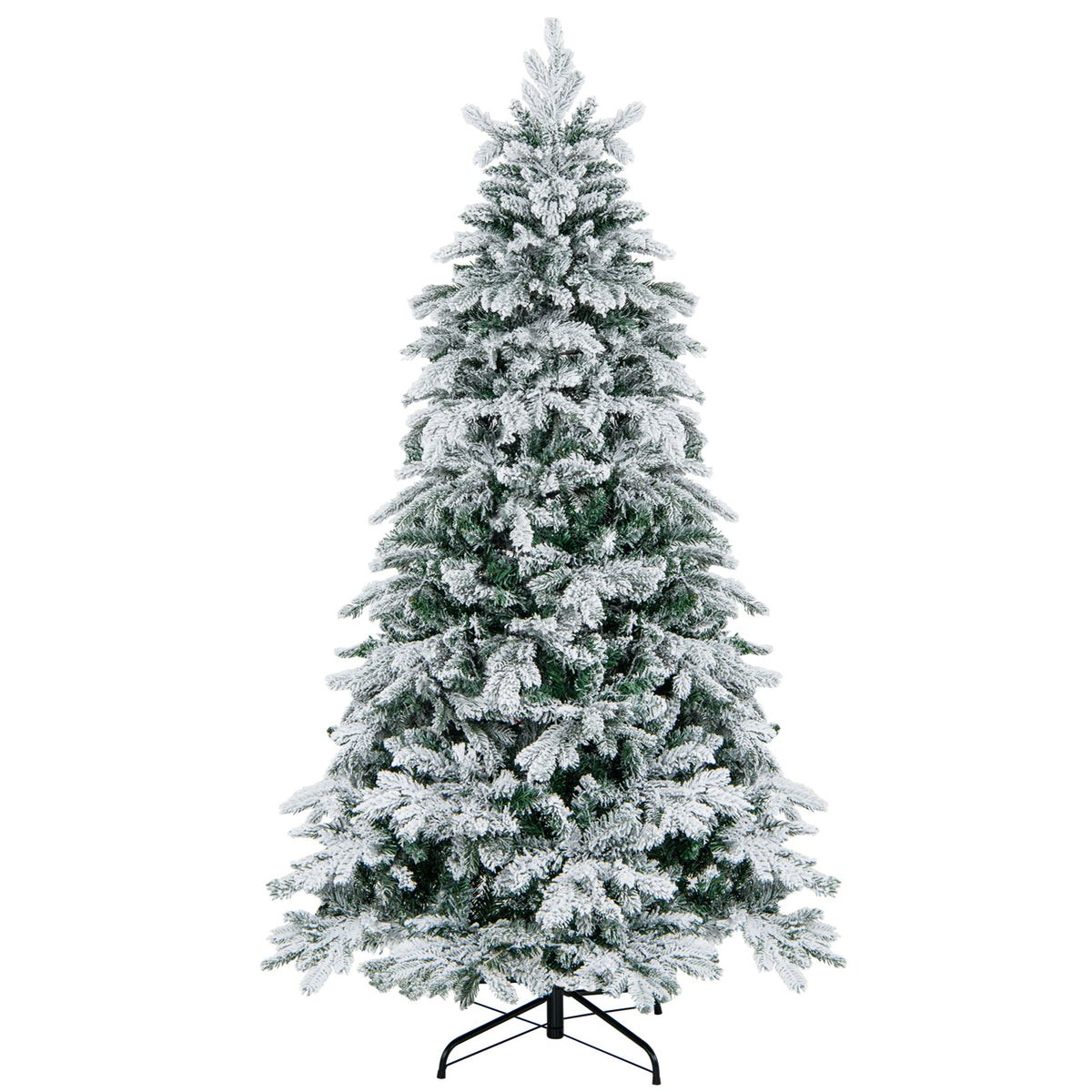 6 Ft Flocked Christmas Tree with Warm White LED Lights - Realistic Branch Tips