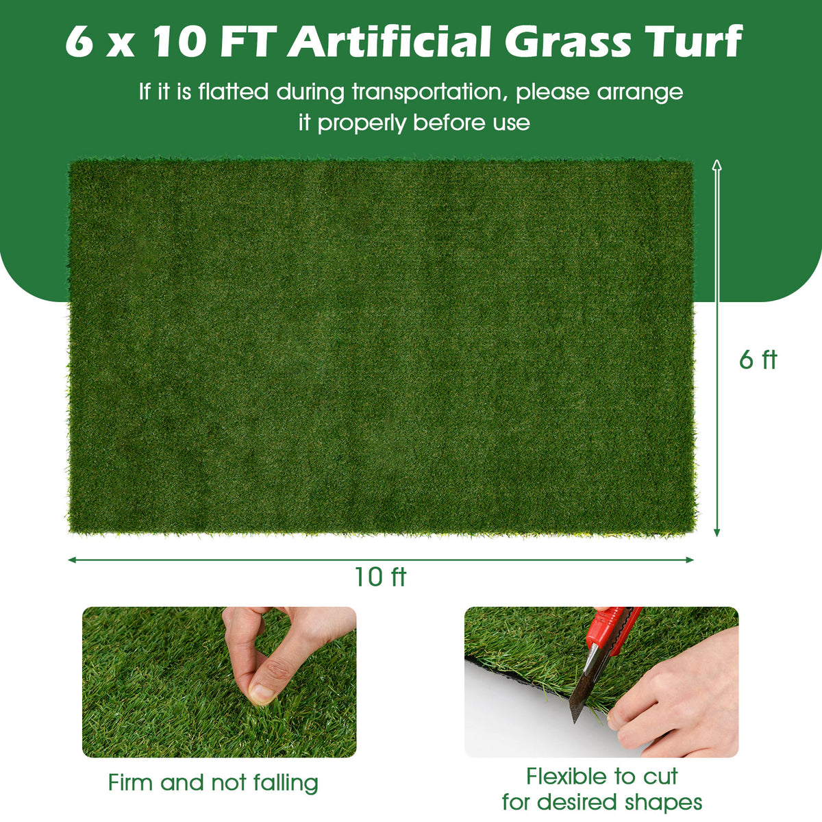 XL Indoor Outdoor Synthetic Turf Mat with Drainage Holes - Realistic Look