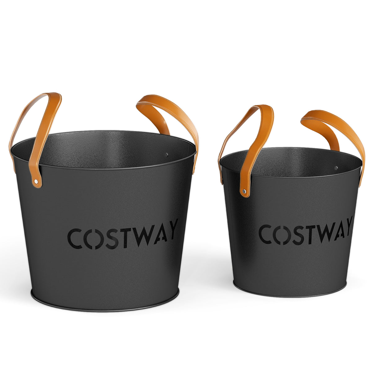 Ash Bucket Set of 2 Metal Coal Can with 11.5 Gal and 8.5 for