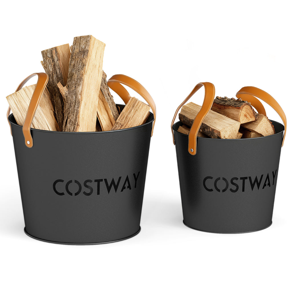 Ash Bucket Set of 2 Metal Coal Can with 11.5 Gal and 8.5 for