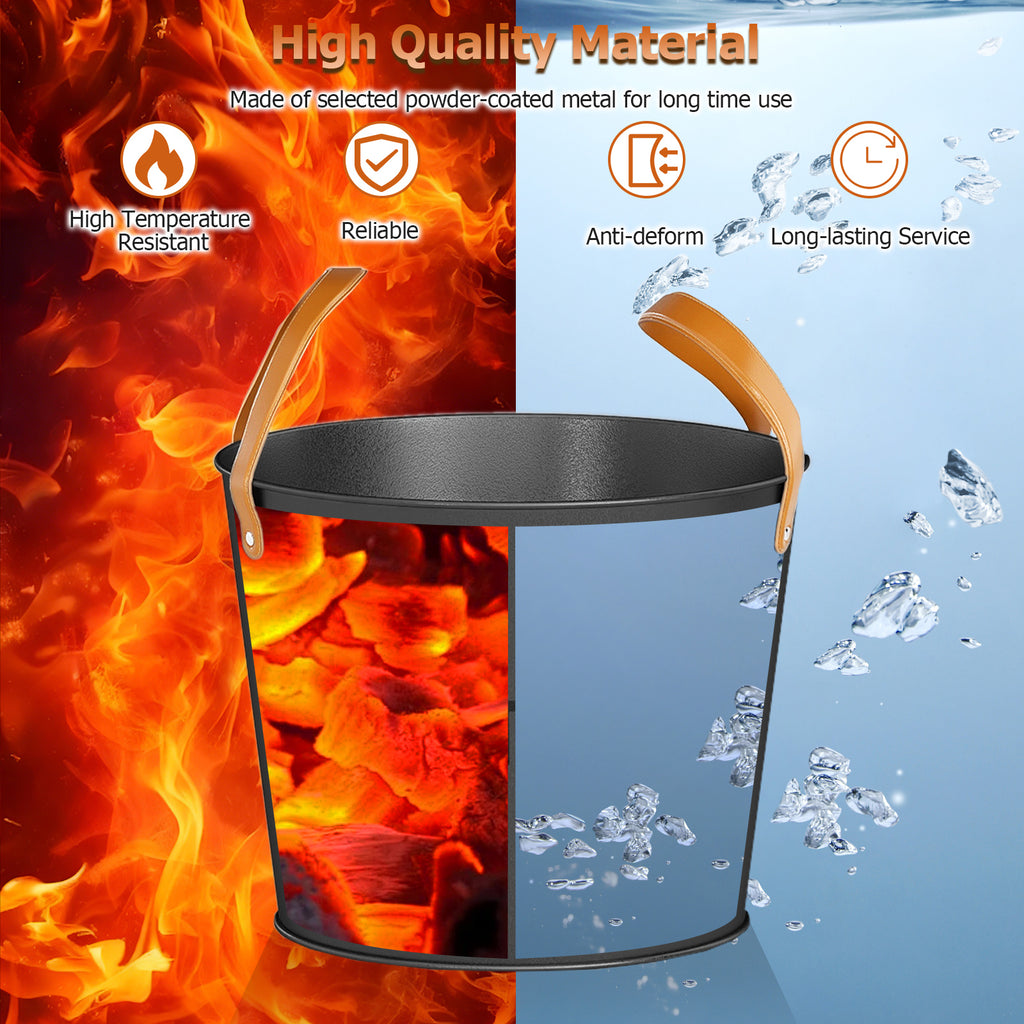 Ash Bucket Set of 2 Metal Coal Can with 11.5 Gal and 8.5 for