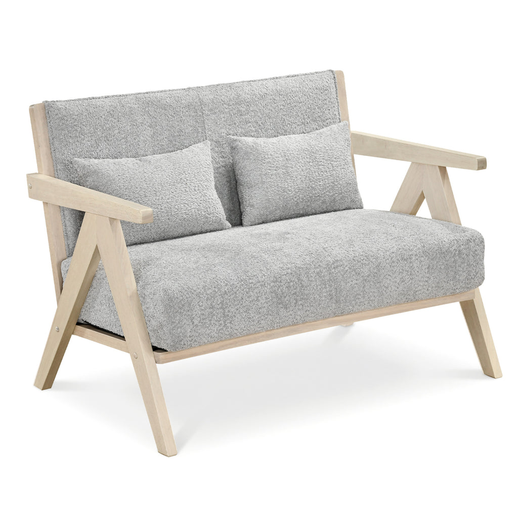 3-Piece Living Room Furniture Set with Rubber Wood Frame - Gray