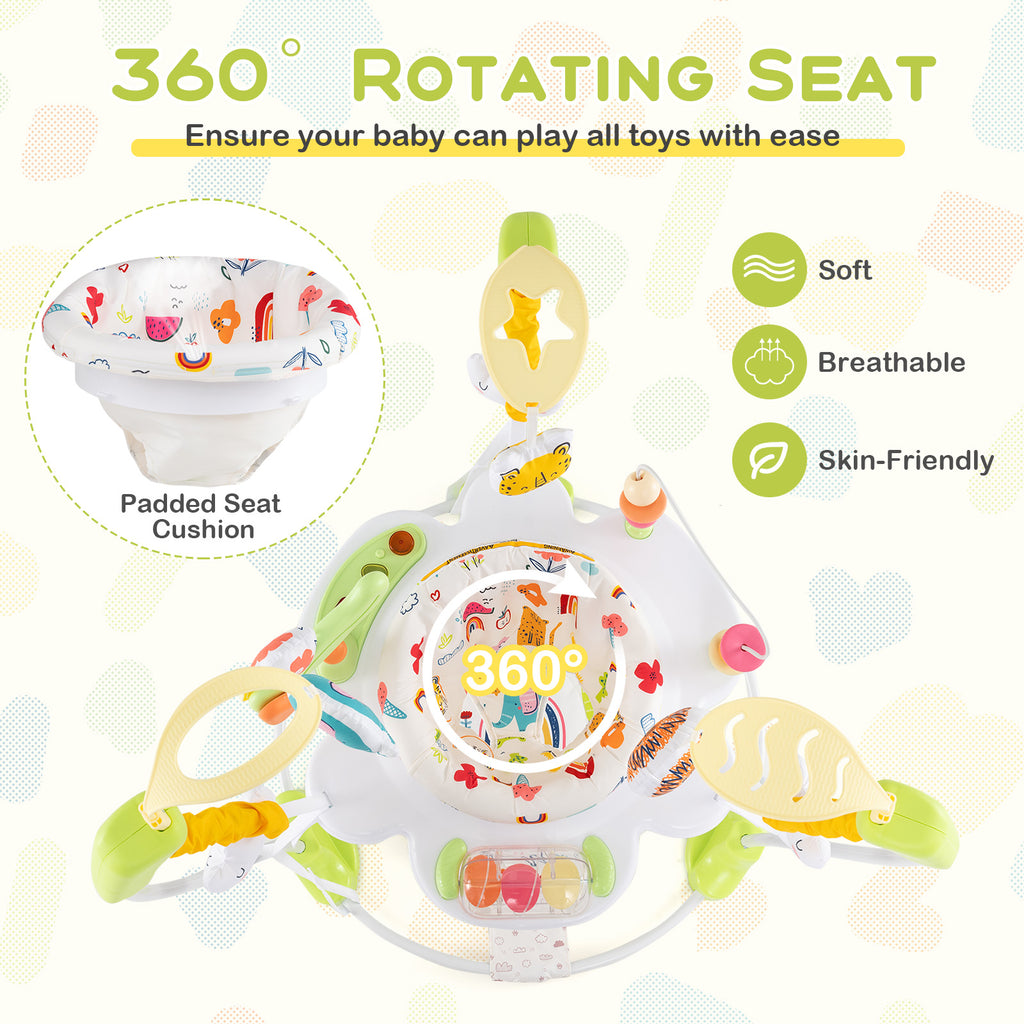 Height Adjustable Baby Bouncing Saucer with Interactive Toys - Yellow