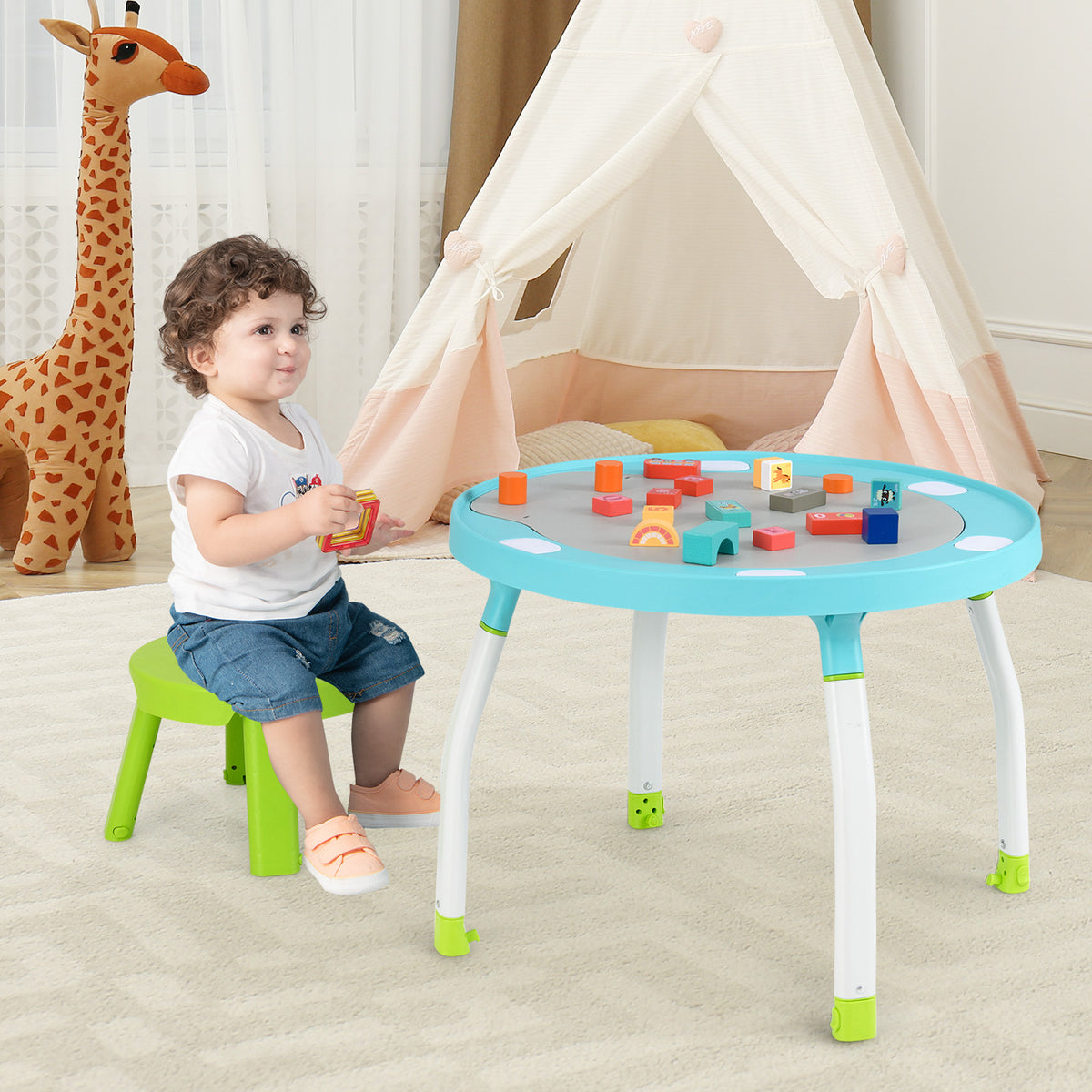 5-in-1 Baby Activity Center with Removable Toys - Blue Variation