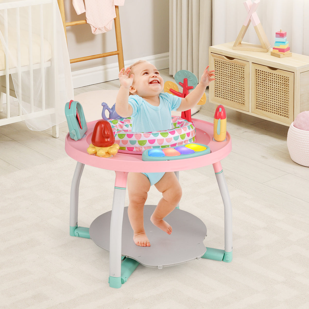 5-in-1 Baby Activity Center Bounce Seat with Removable Toys - White Variation