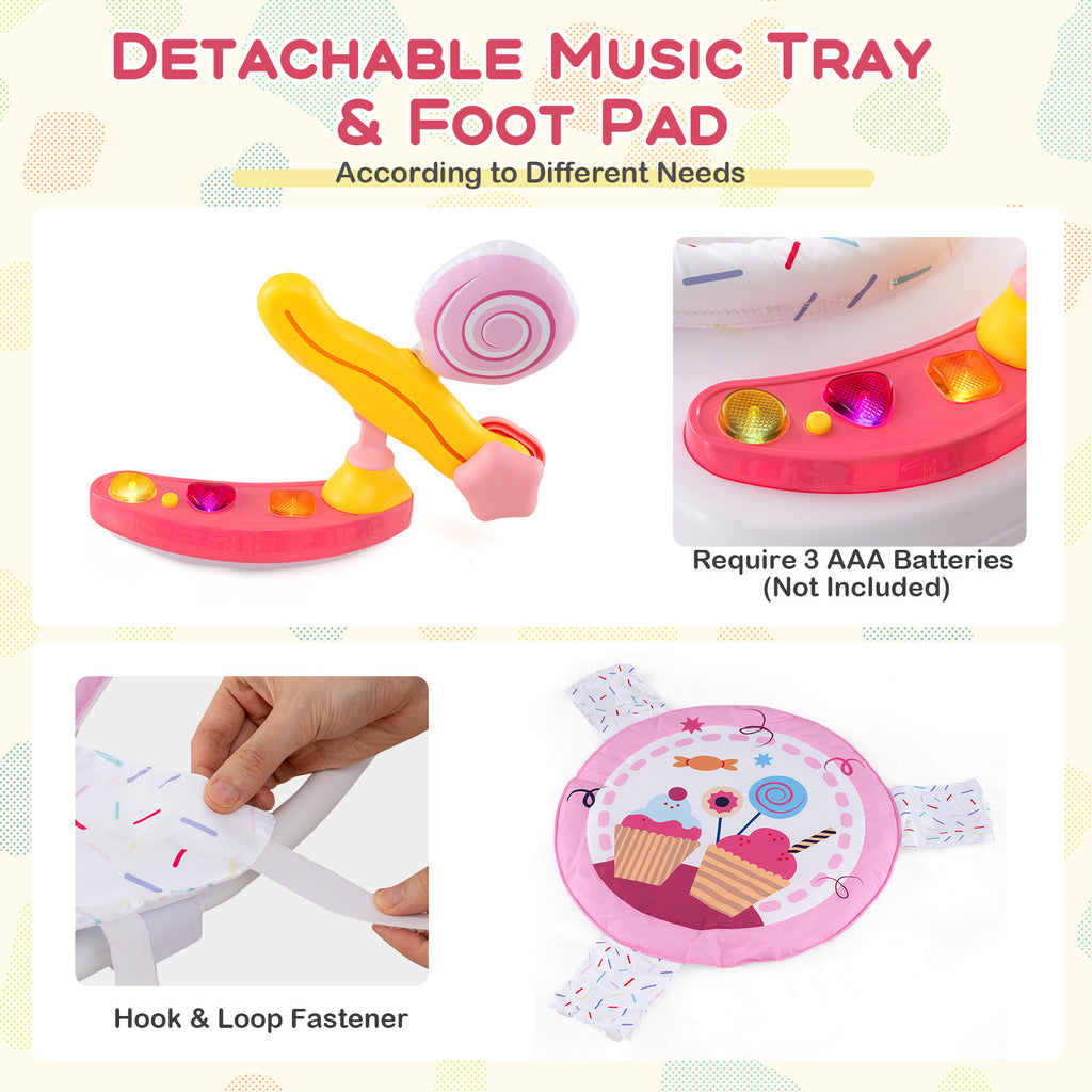 Height Adjustable Baby Bouncing Saucer with Interactive Toys - Pink Variation