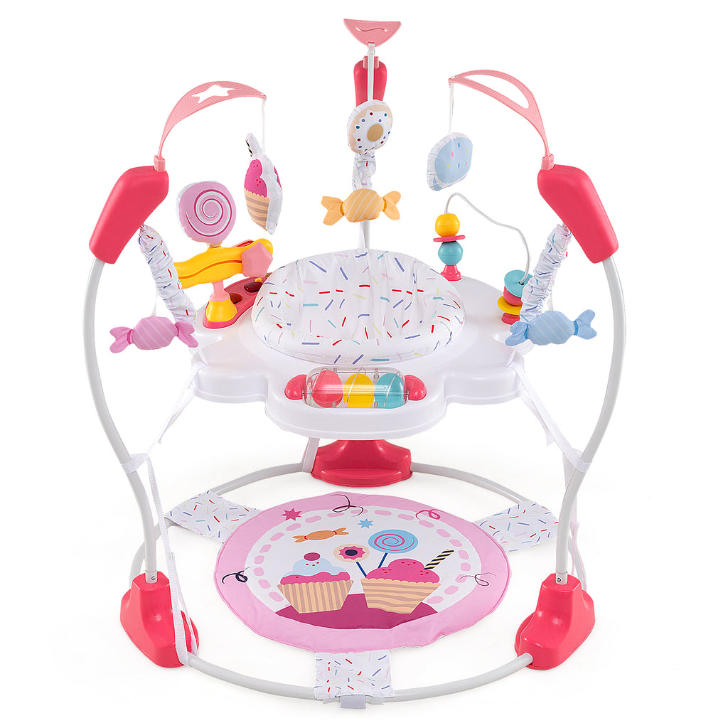 Height Adjustable Baby Bouncing Saucer with Interactive Toys - Pink Variation