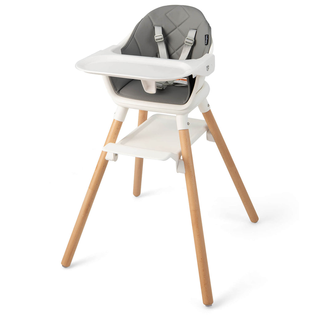6-in-1 Convertible Baby High Chair with Safety Harness & Removable Tray - White