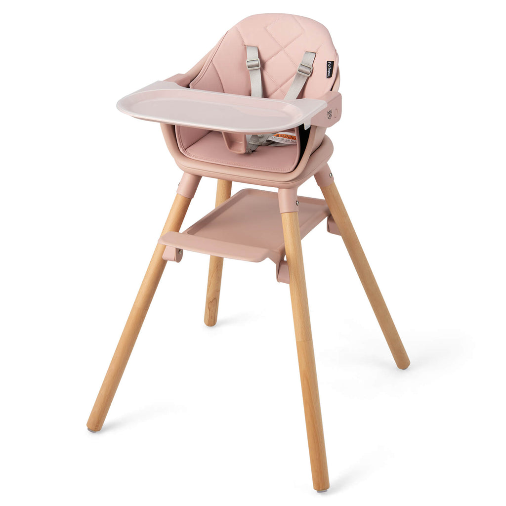 6-in-1 Convertible Baby Highchair with Safety Harness & Removable Tray - Pink