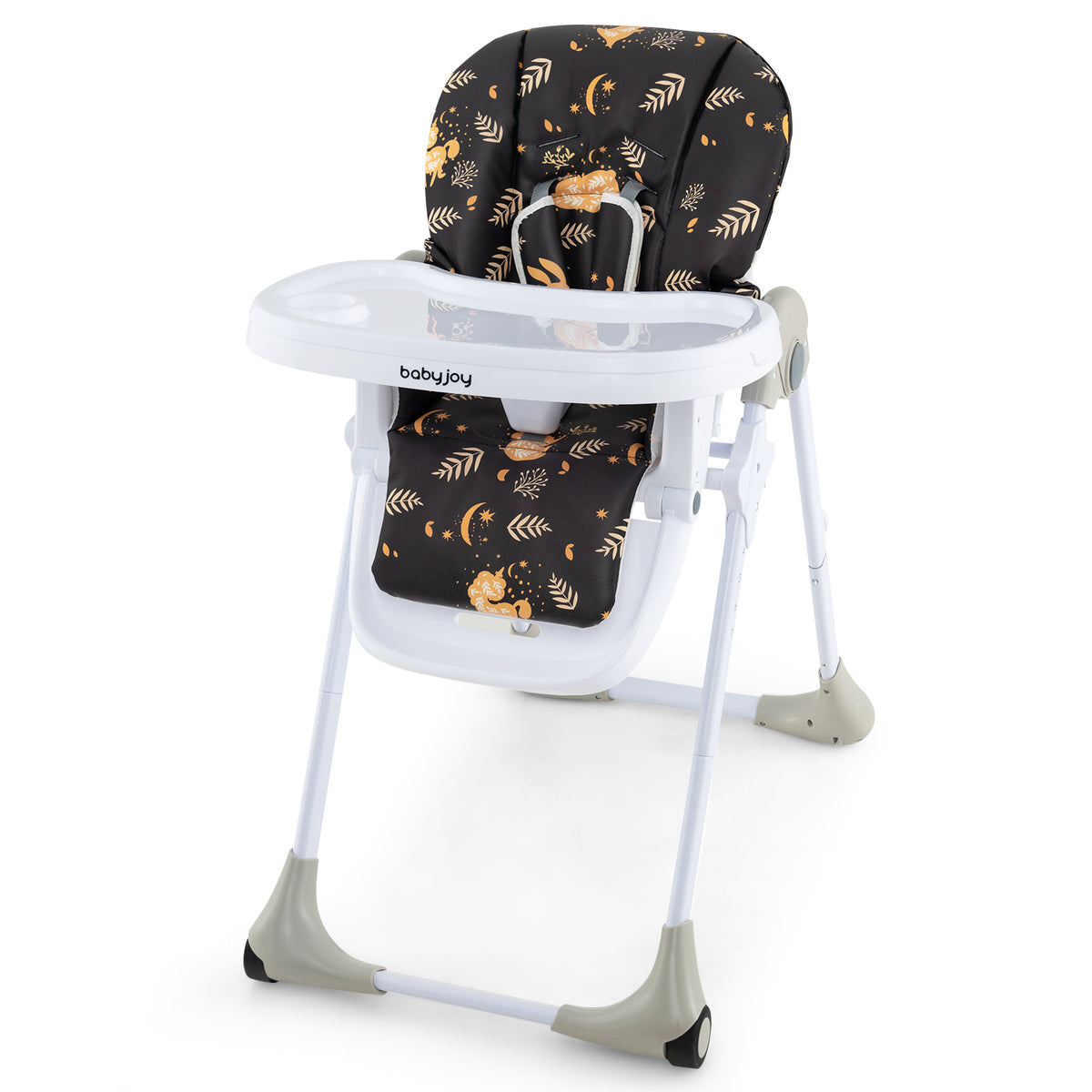Dark Brown 3-in-1 Convertible Baby High Chair with 7 Heights & Double Food Tray