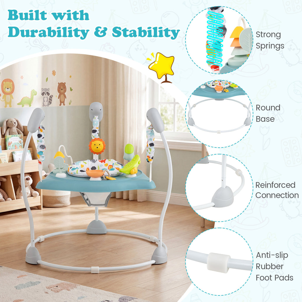 Baby Jump and Play Activity Center with Rotatable Seat and 6 Lights & Music Toys - Blue