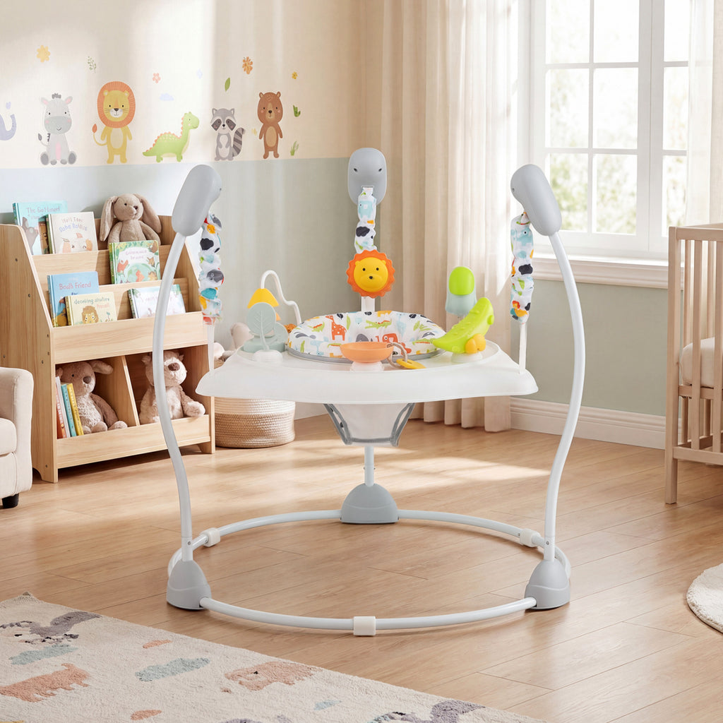 Baby Jump and Play Activity Center with Rotatable Seat and 6 Lights & Music Toys - Blue