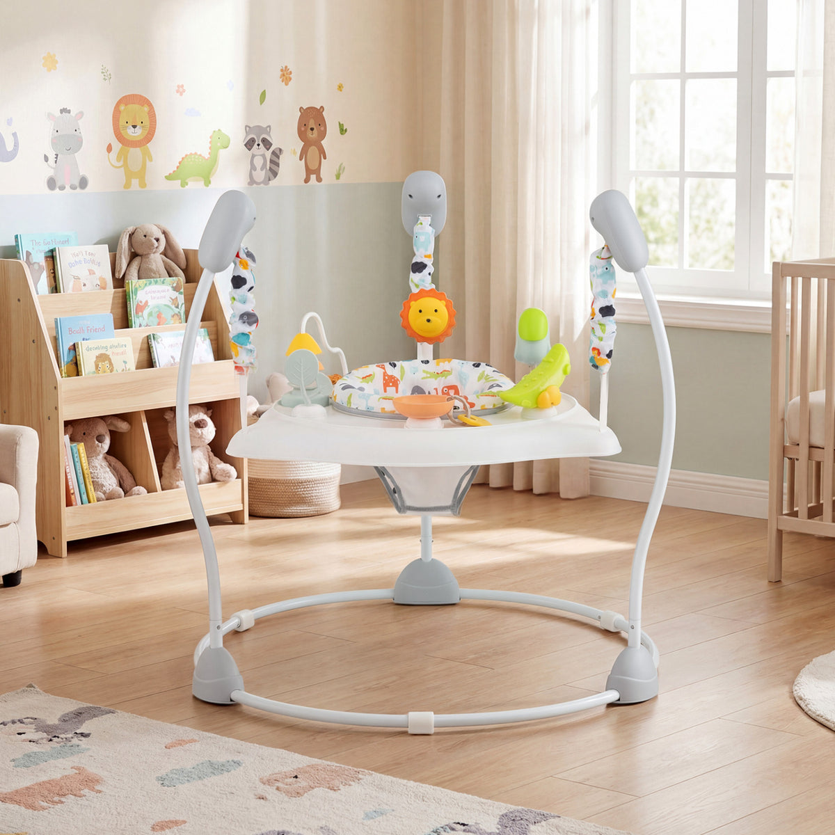 Baby Jump and Play Activity Center with Rotatable Seat and 6 Lights & Music Toys - Blue