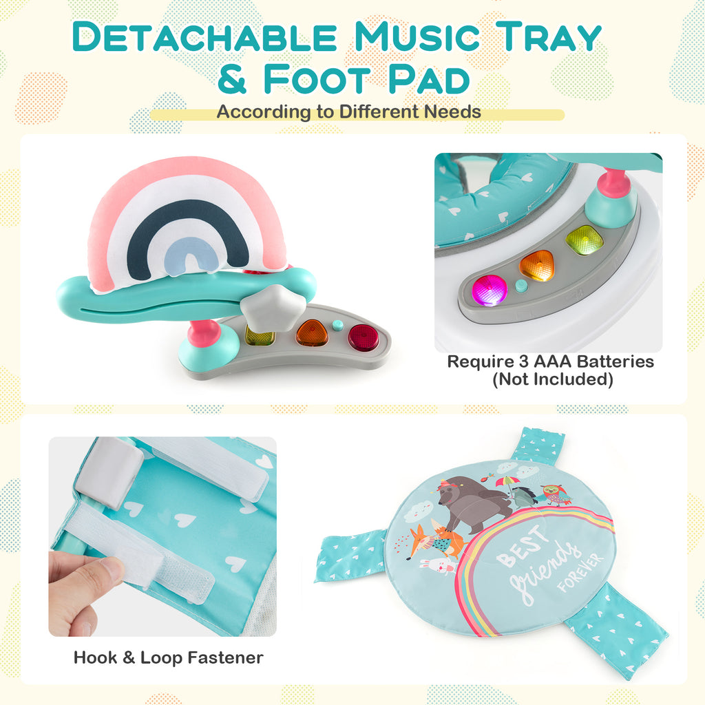 Height Adjustable Baby Bouncing Saucer with Interactive Toys - Blue Variation