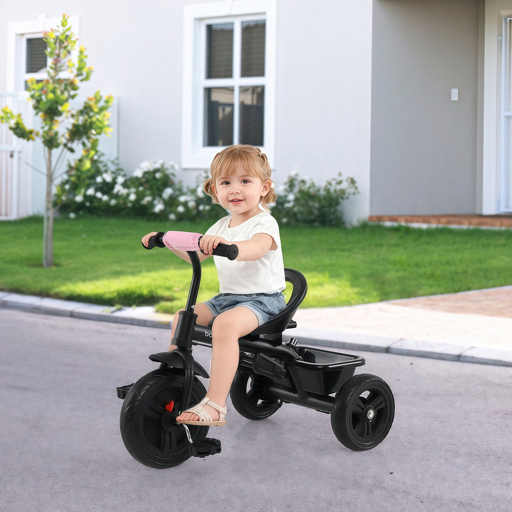 7-in-1 Baby Stroller Tricycle with Adjustable Canopy & Foldable Footrests - Gray