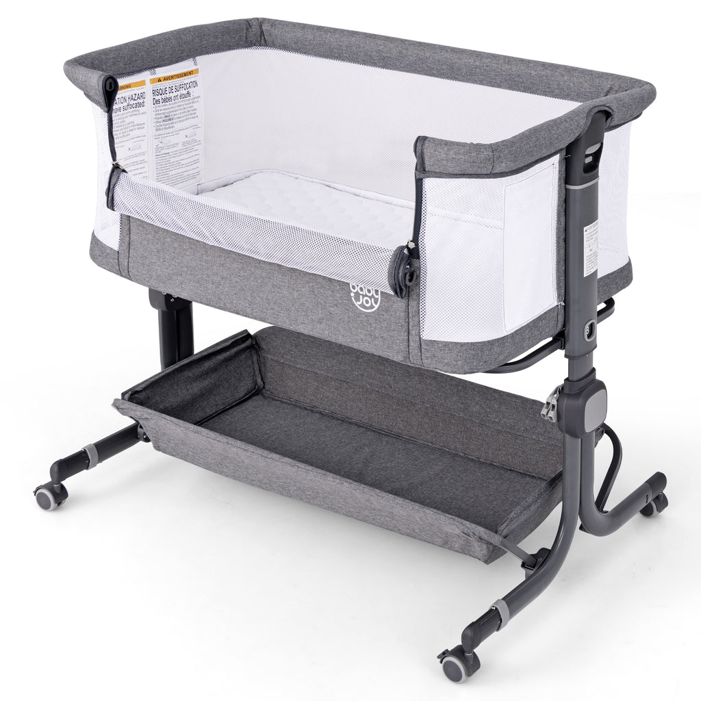 Baby Bassinet Bedside Sleeper Gray with 6-Level Adjustable Height - Style B
