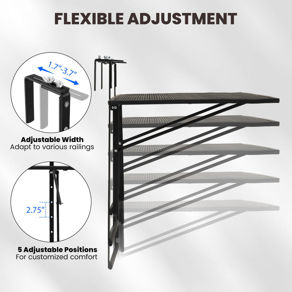 31.5" Large Metal Folding Bar Table - 5-Position Adjustable Height