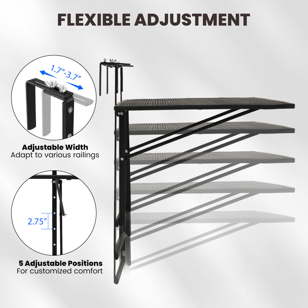 31.5" Large Metal Folding Bar Table - 5-Position Adjustable Height