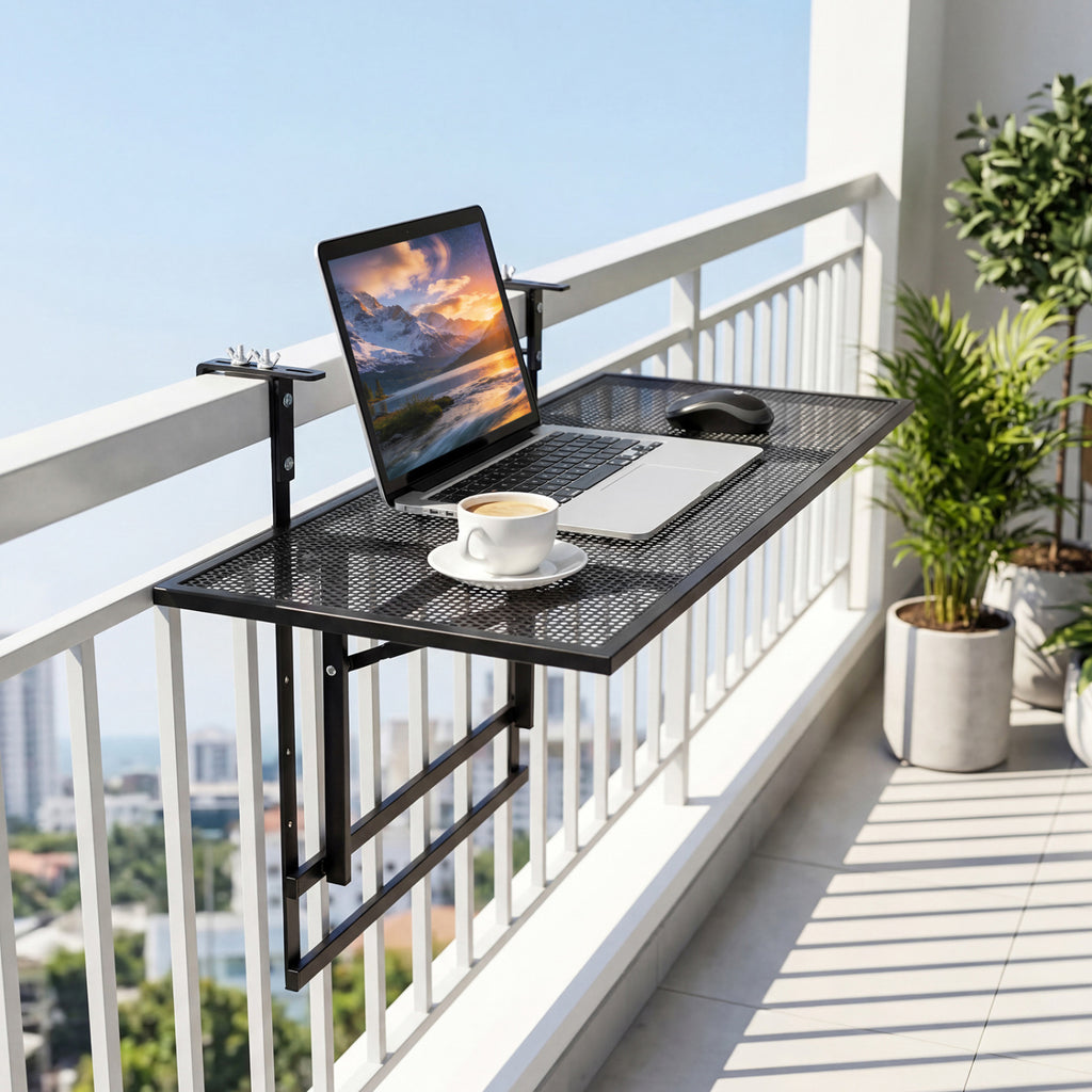31.5" Large Metal Folding Bar Table - 5-Position Adjustable Height