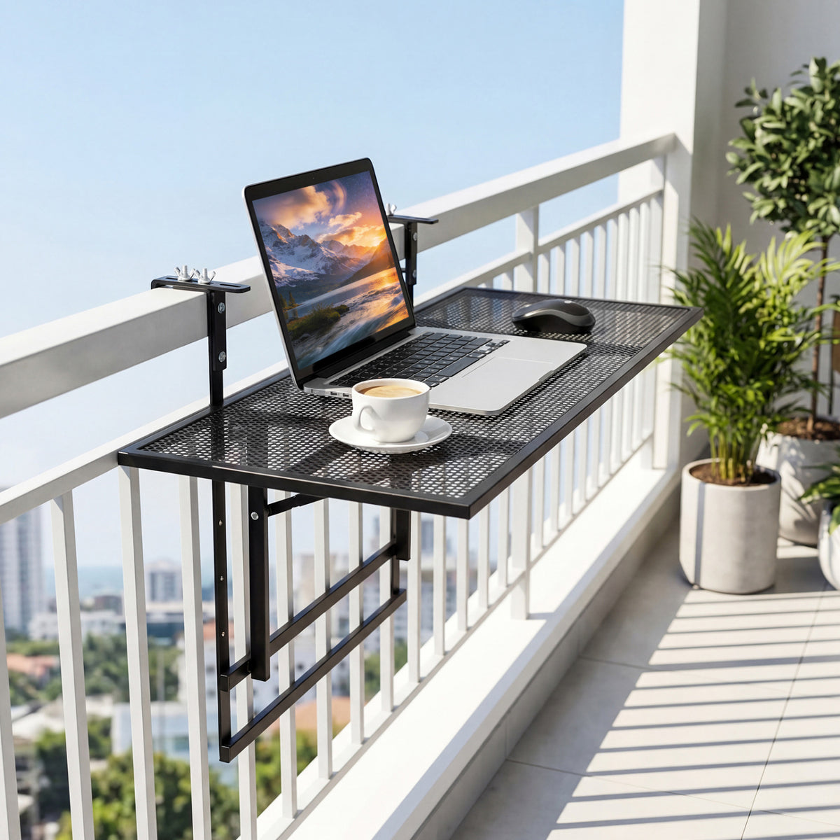 31.5" Large Metal Folding Bar Table - 5-Position Adjustable Height