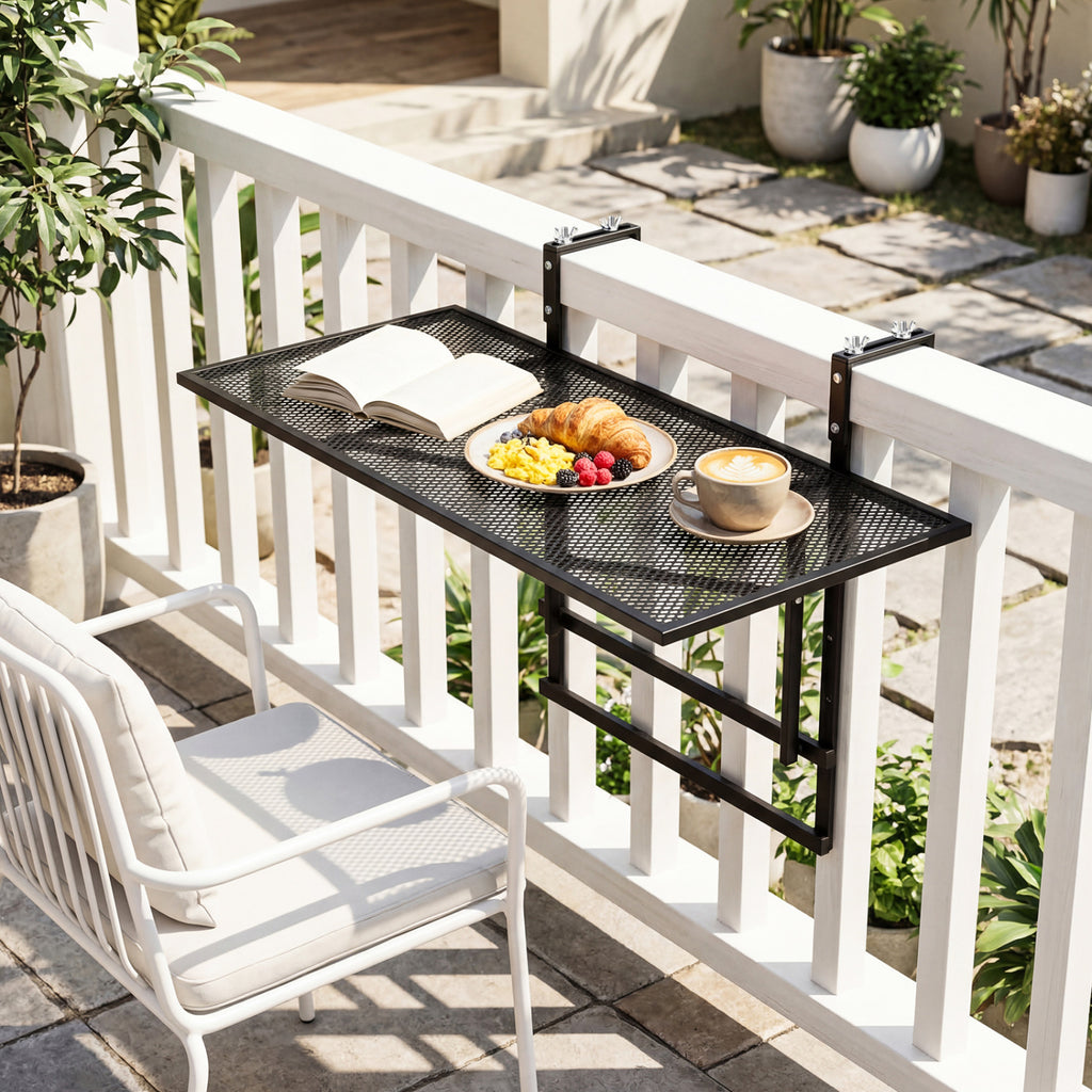 31.5" Large Metal Folding Bar Table - 5-Position Adjustable Height