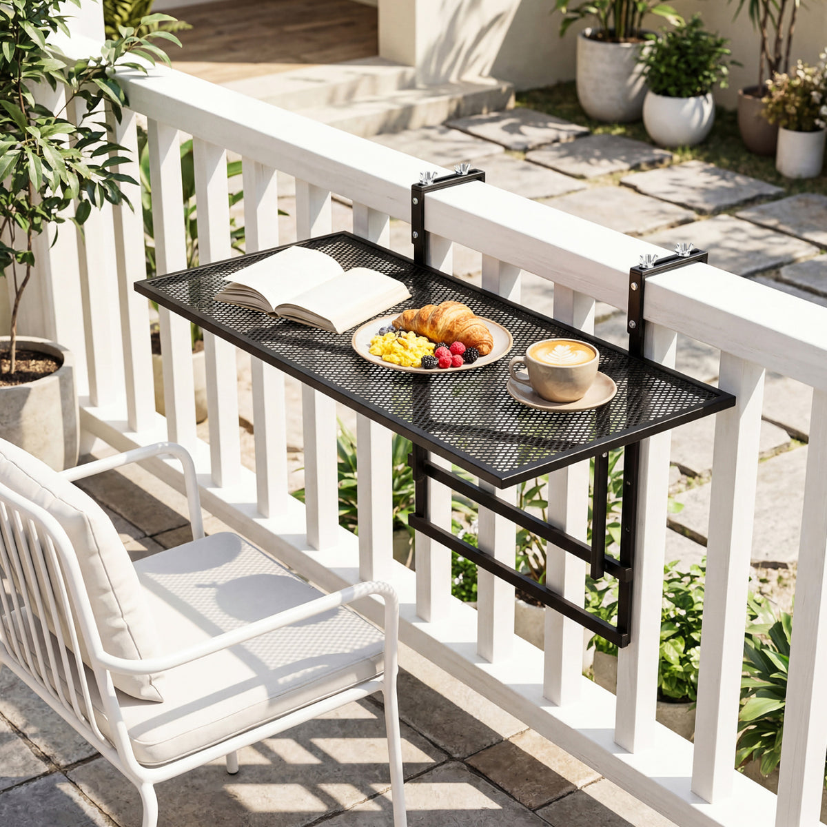 31.5" Large Metal Folding Bar Table - 5-Position Adjustable Height