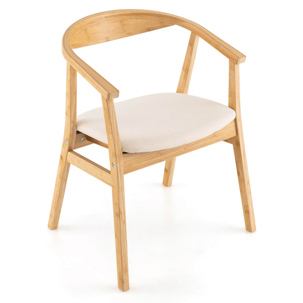 Bamboo Leisure Chair with Armrest and Curved Backrest - Natural