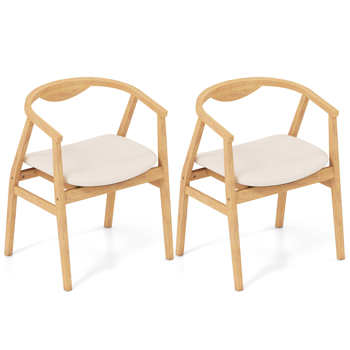 Bamboo Leisure Chair with Armrest and Curved Backrest - Natural
