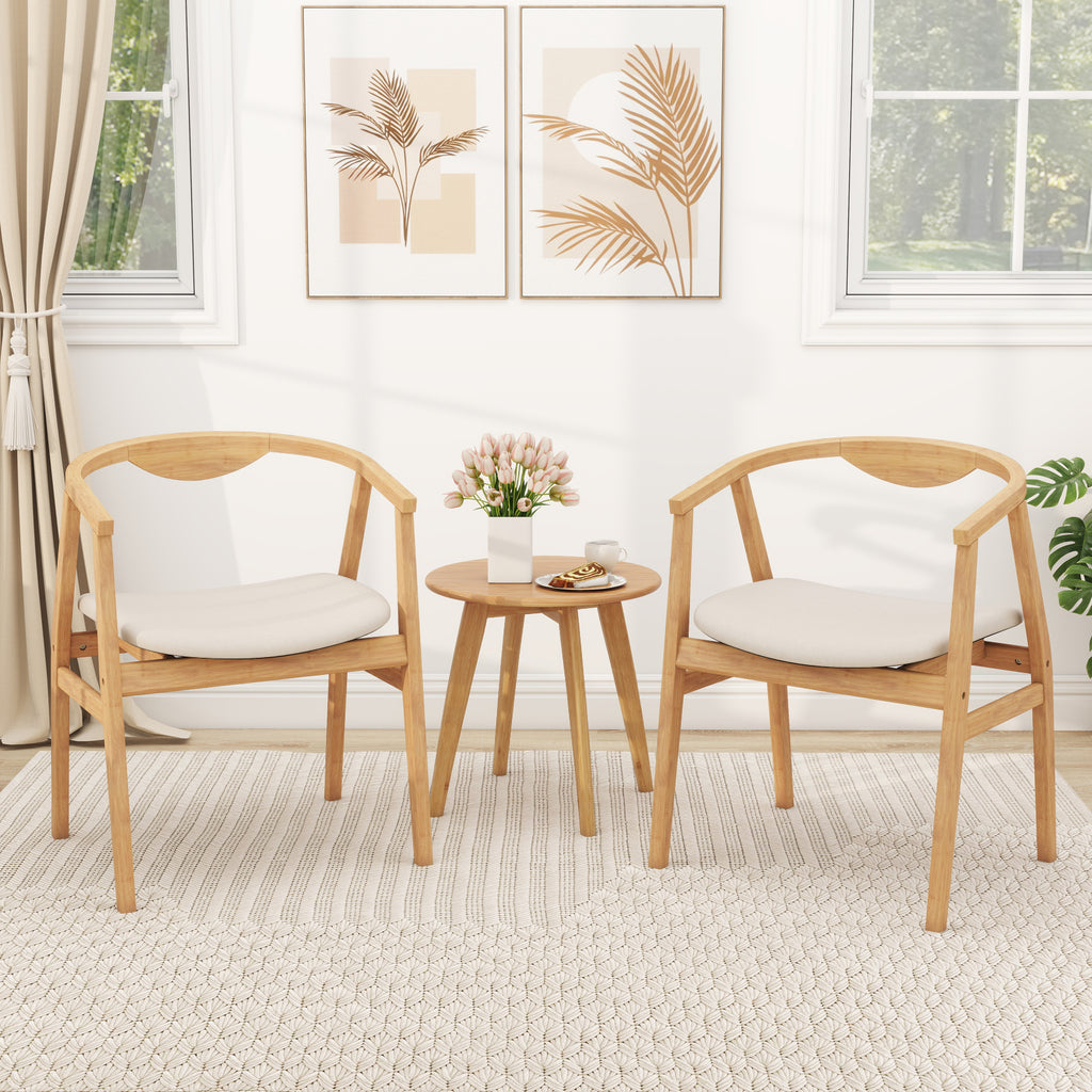Bamboo Leisure Chair with Armrest and Curved Backrest - Natural