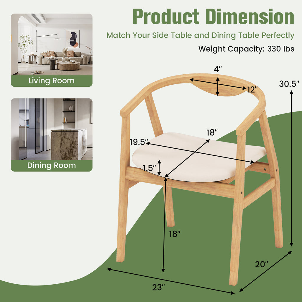 Bamboo Leisure Chair with Armrest and Curved Backrest - Natural