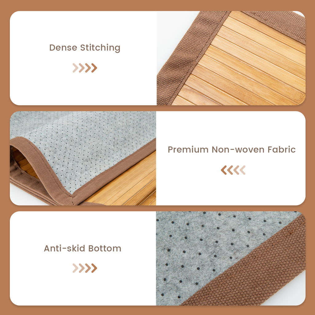 Large Bamboo Floor Mat 5x8 Feet with Anti-Slip Backing for Living Room & Bedroom