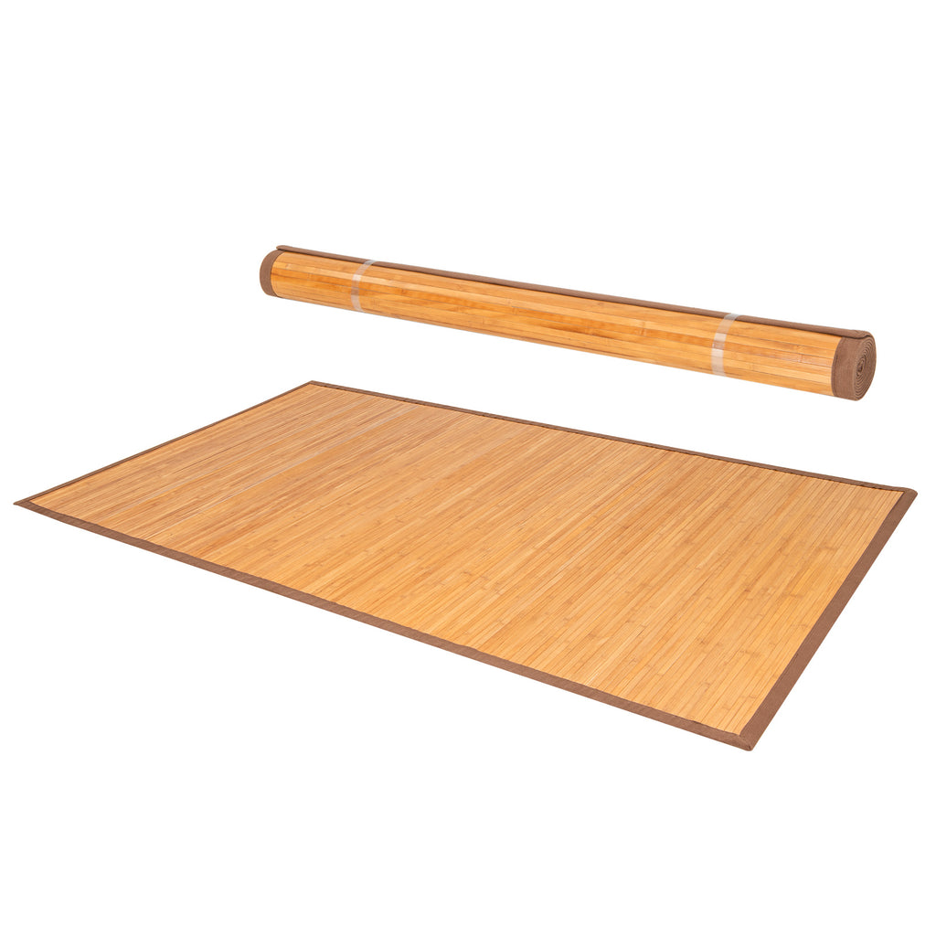 Large Bamboo Floor Mat 5x8 Feet with Anti-Slip Backing for Living Room & Bedroom