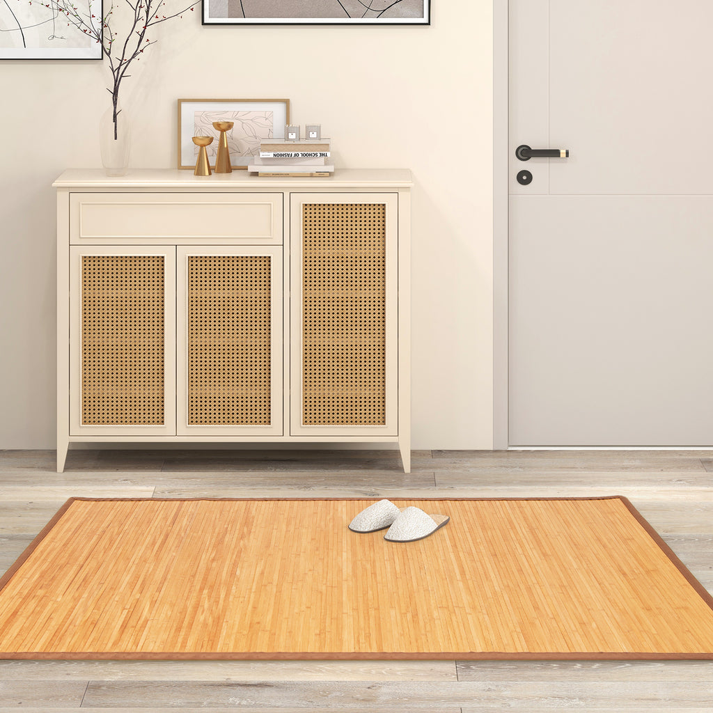 Large Bamboo Floor Mat 5x8 Feet with Anti-Slip Backing for Living Room & Bedroom