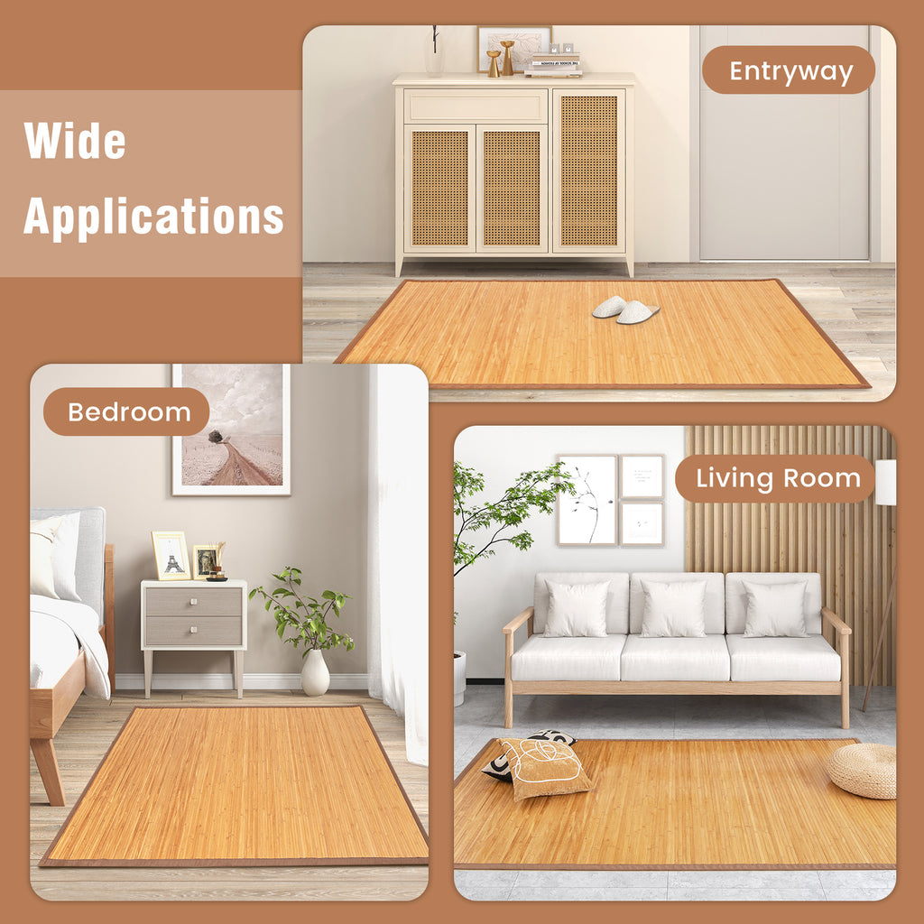 Large Bamboo Floor Mat 5x8 Feet with Anti-Slip Backing for Living Room & Bedroom