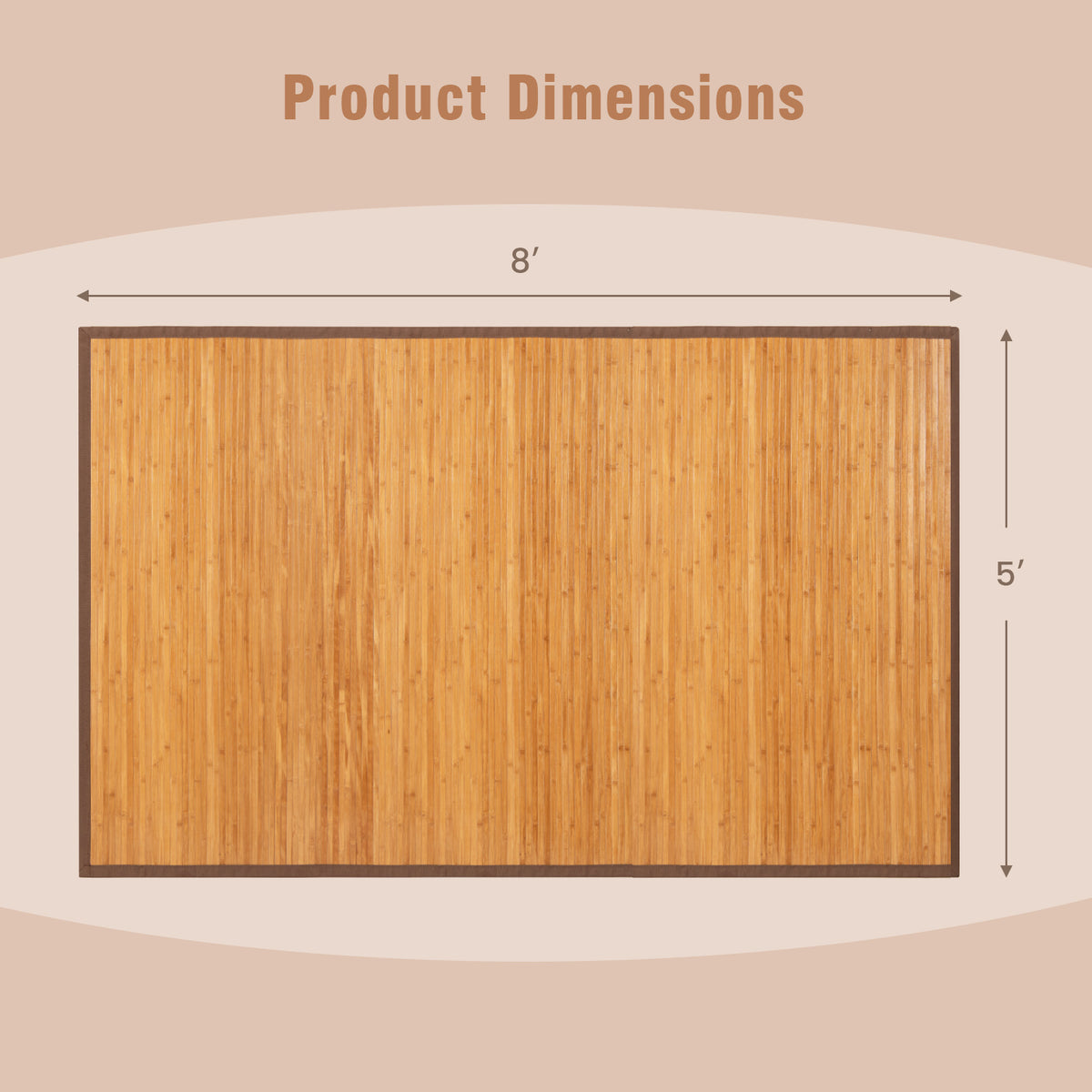 Large Bamboo Floor Mat 5x8 Feet with Anti-Slip Backing for Living Room & Bedroom