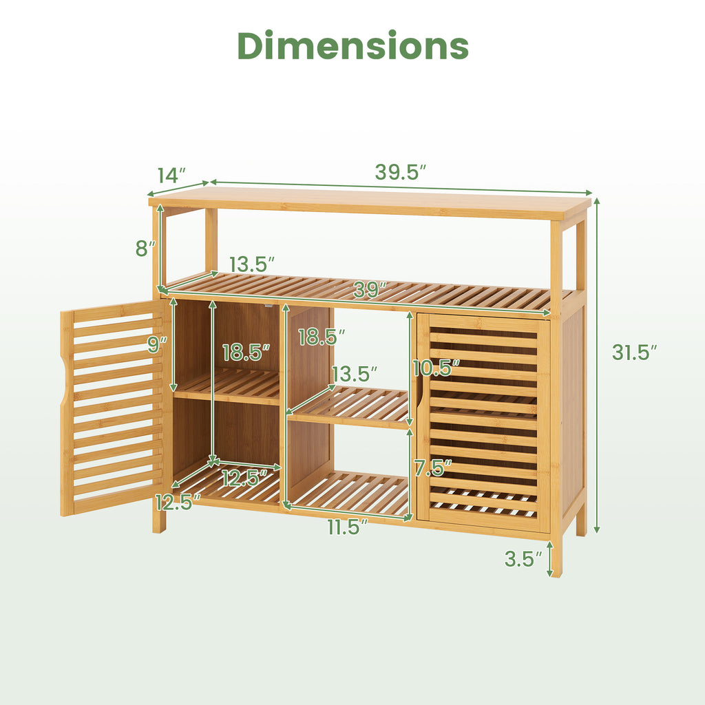 Bamboo Bathroom Cabinet with Shelves and Doors