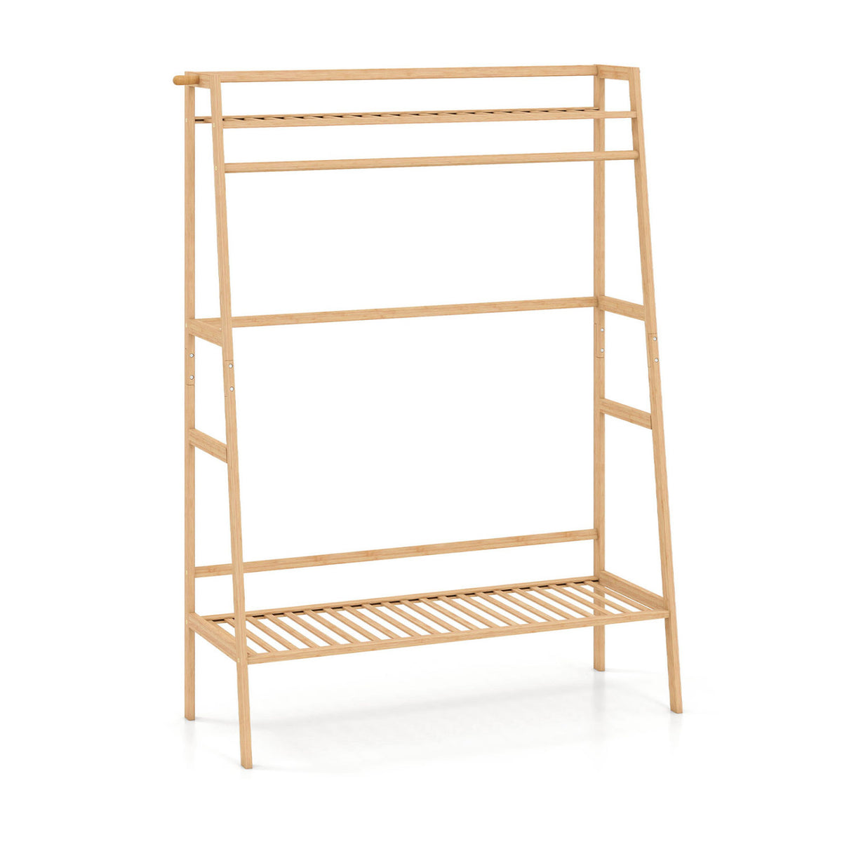 Bamboo Garment Rack with Storage Shelves - Natural