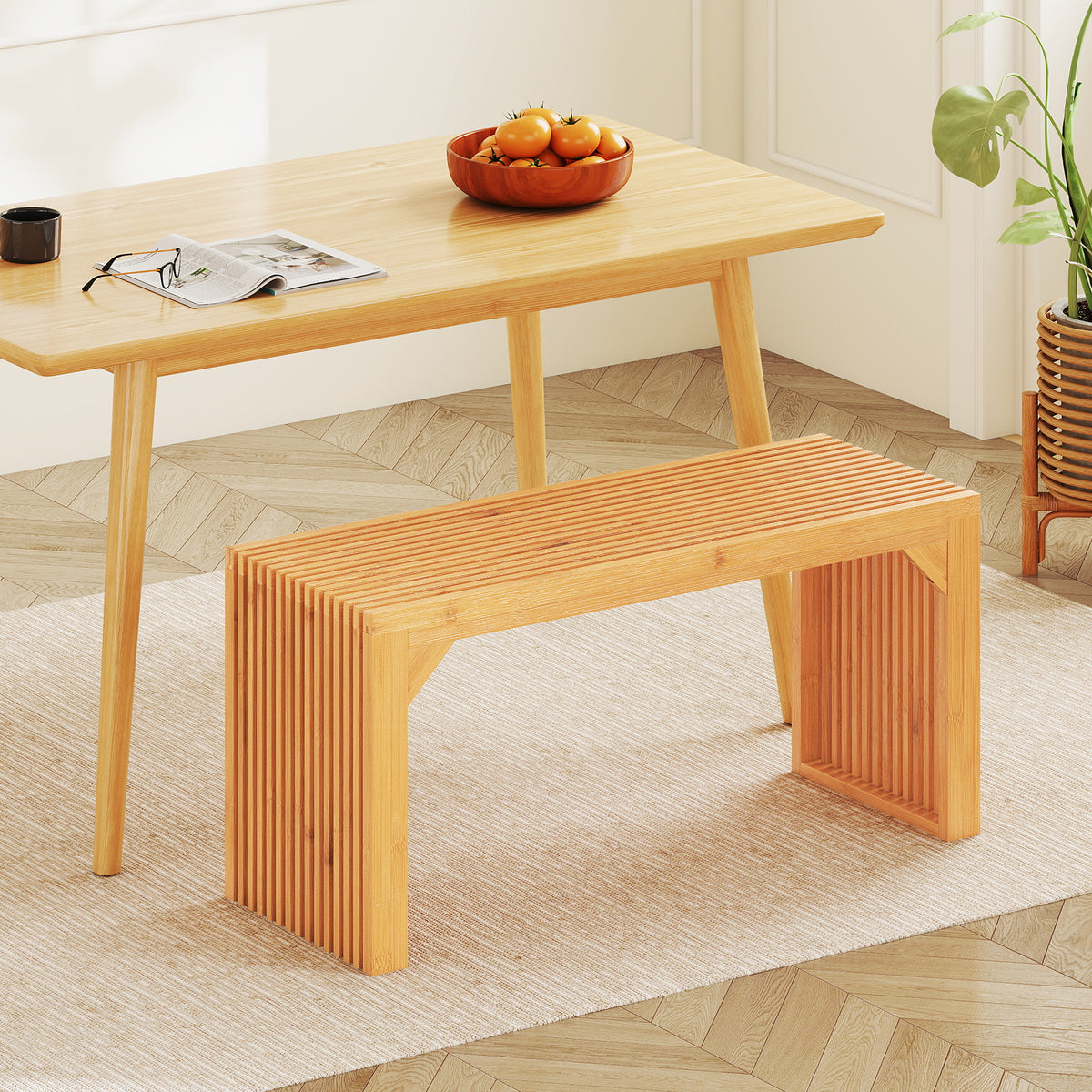 36" Bamboo Dining Bench - Natural Wood, Entryway Seating