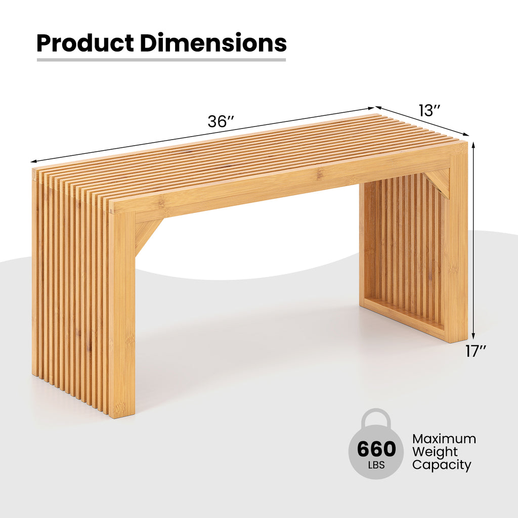 36" Bamboo Dining Bench - Natural Wood, Entryway Seating