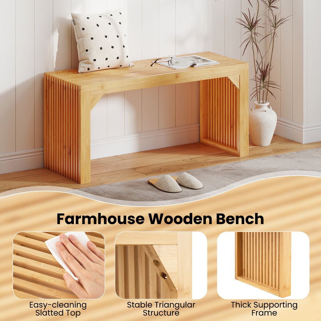 36" Bamboo Dining Bench - Natural Wood, Entryway Seating