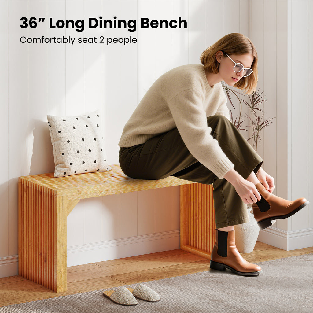 36" Bamboo Dining Bench - Natural Wood, Entryway Seating