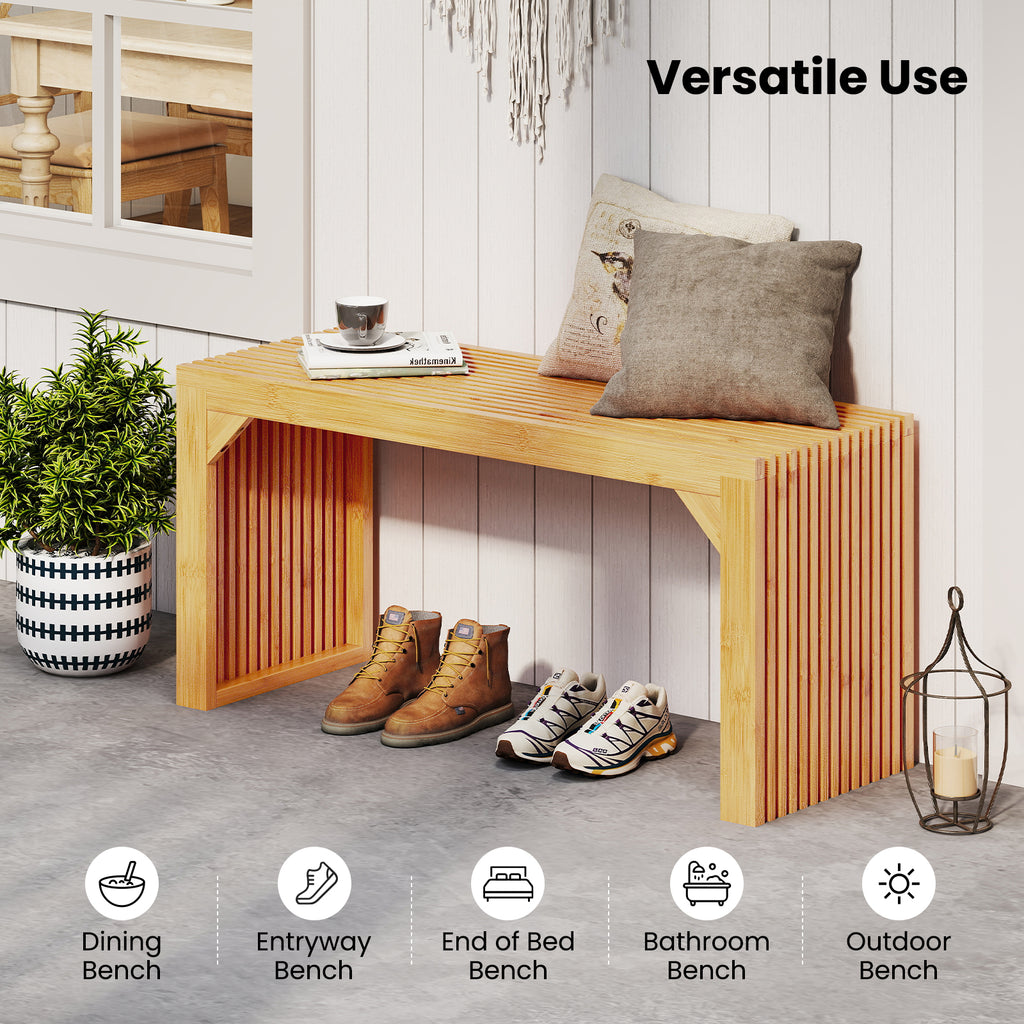36" Bamboo Dining Bench - Natural Wood, Entryway Seating