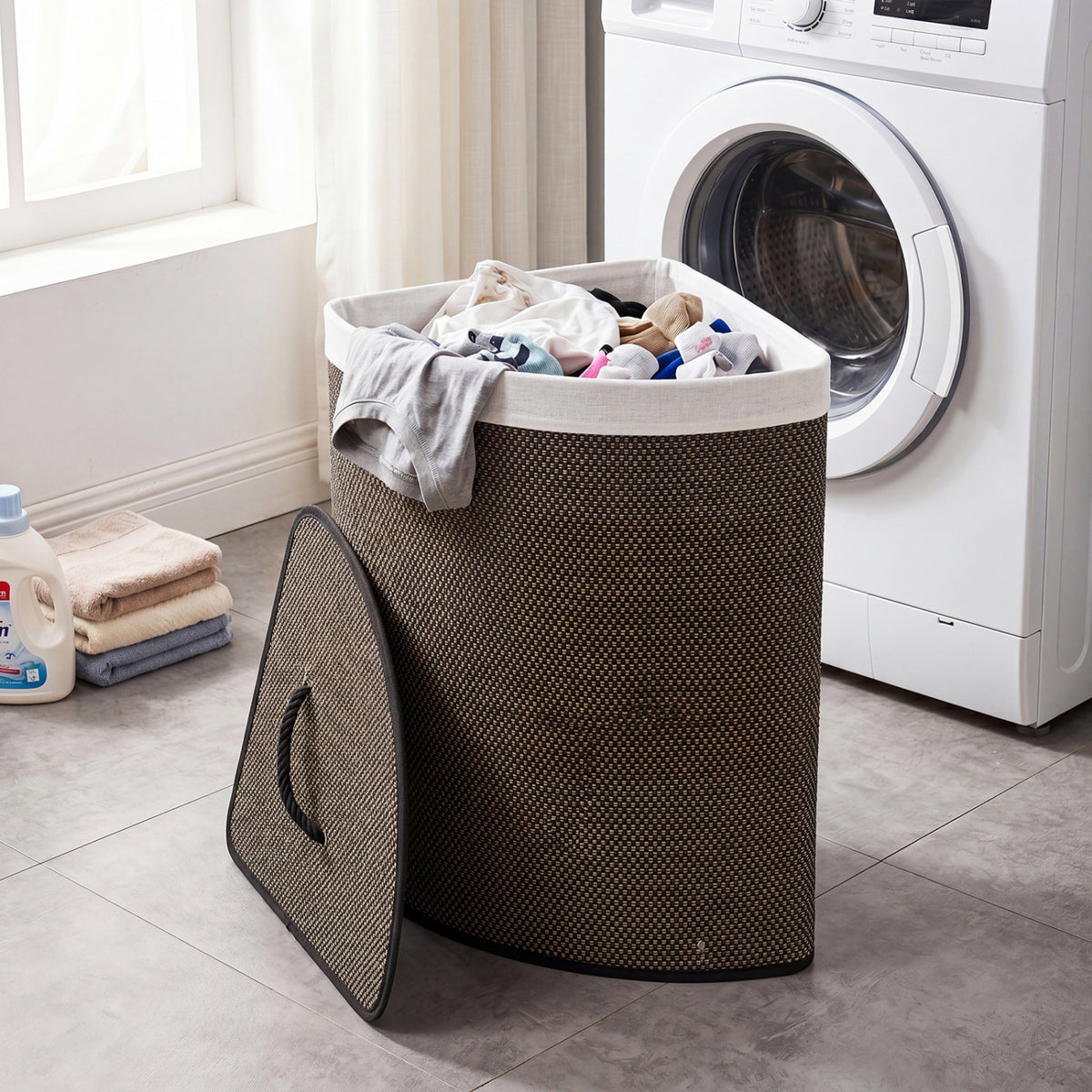 Bamboo Laundry Hamper 15 Gallon Fanshaped Natural
