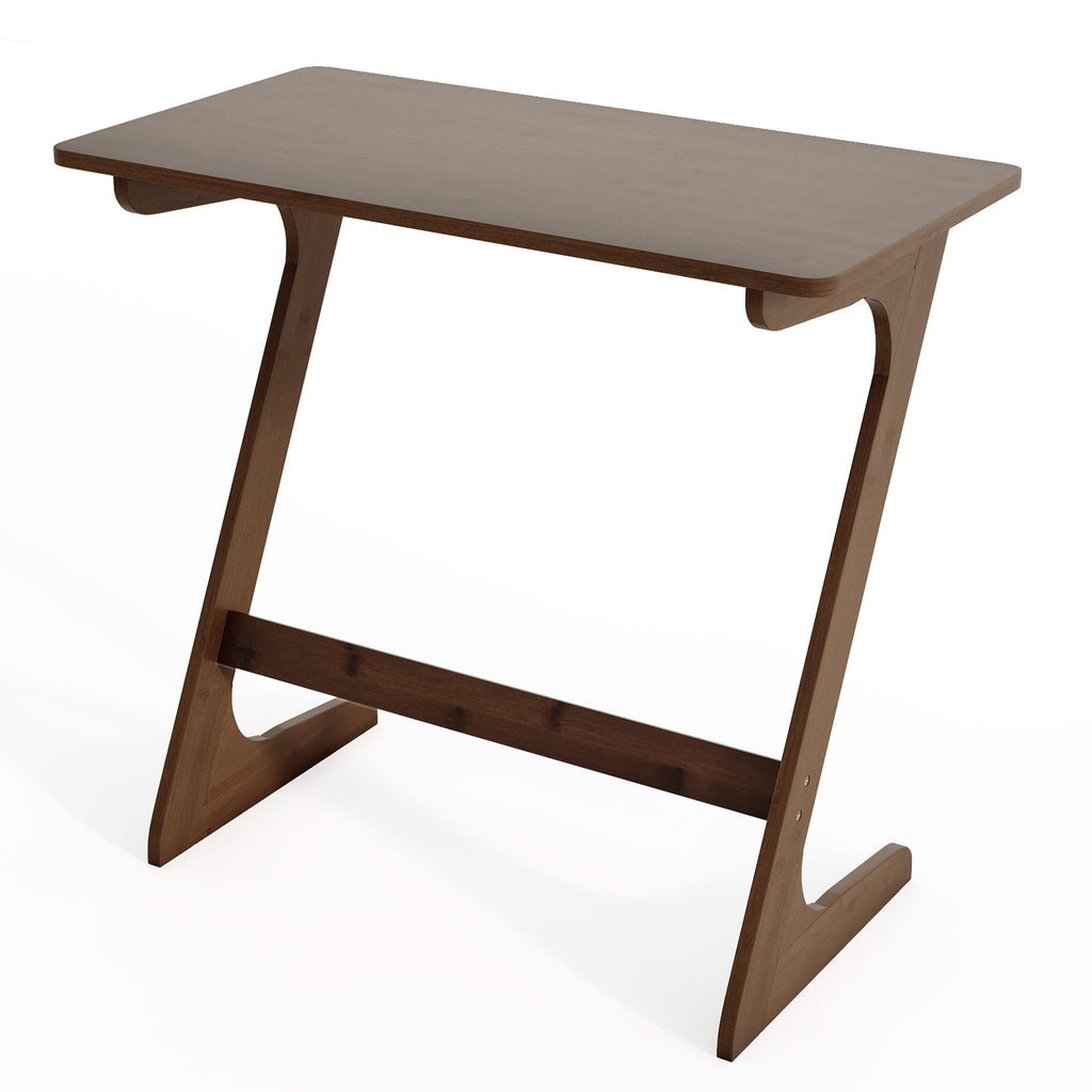 Bamboo Z-Shaped Sofa Side Table, Brown