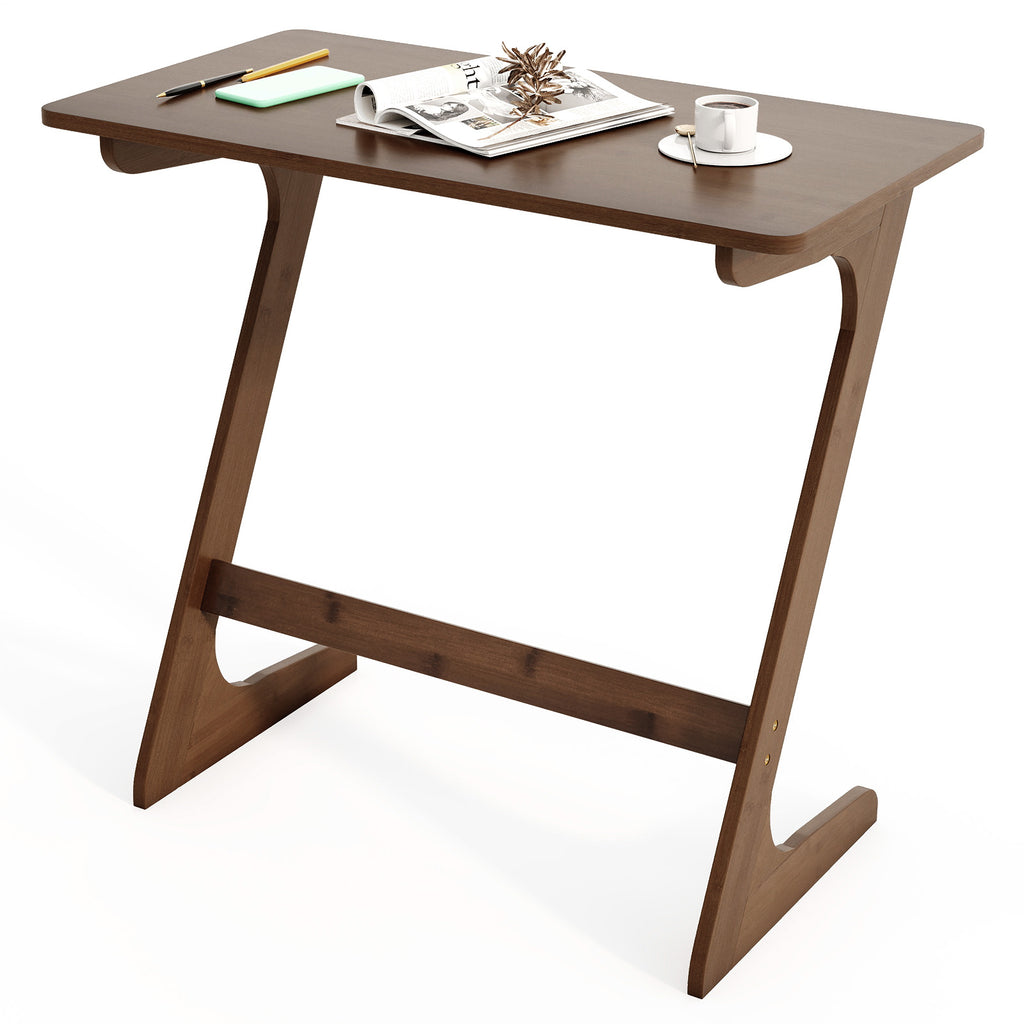 Bamboo Z-Shaped Sofa Side Table, Brown