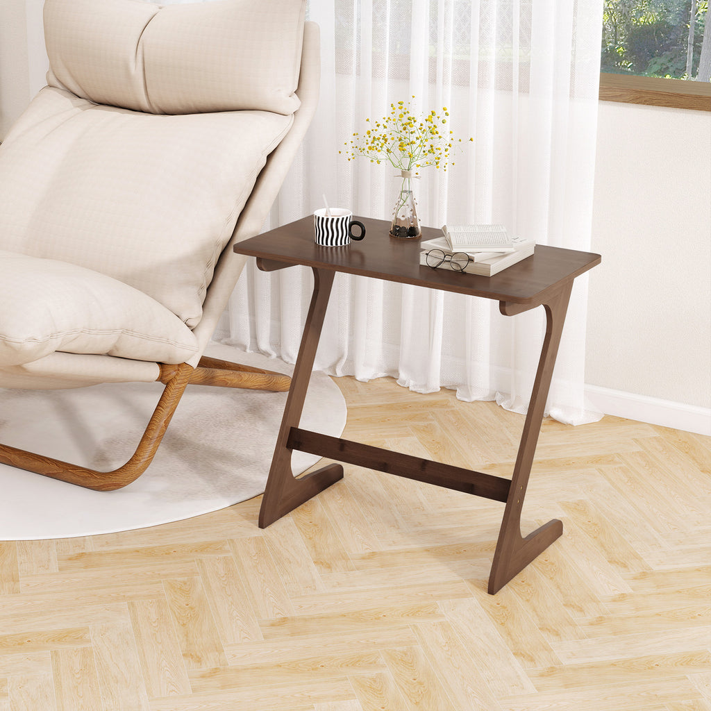 Bamboo Z-Shaped Sofa Side Table, Brown