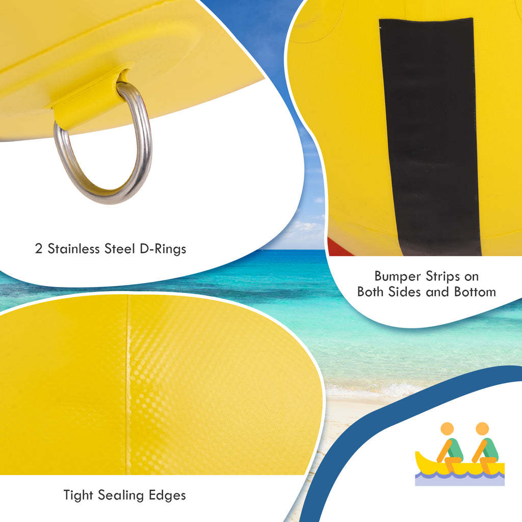 3-Person Inflatable Banana Boat with Electric Pump & Repair Kit - Red & Yellow