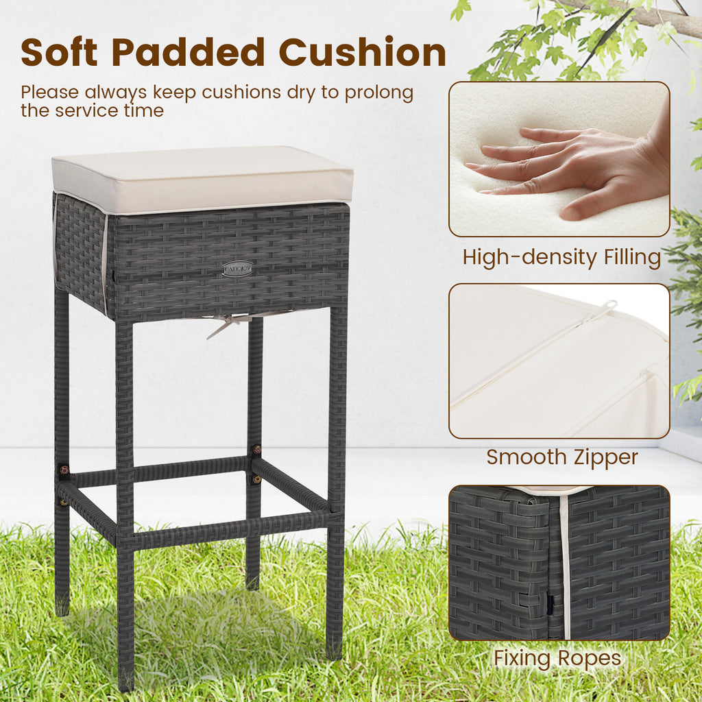 5-Piece Outdoor Wicker Bar Table Set with Storage - Style 2