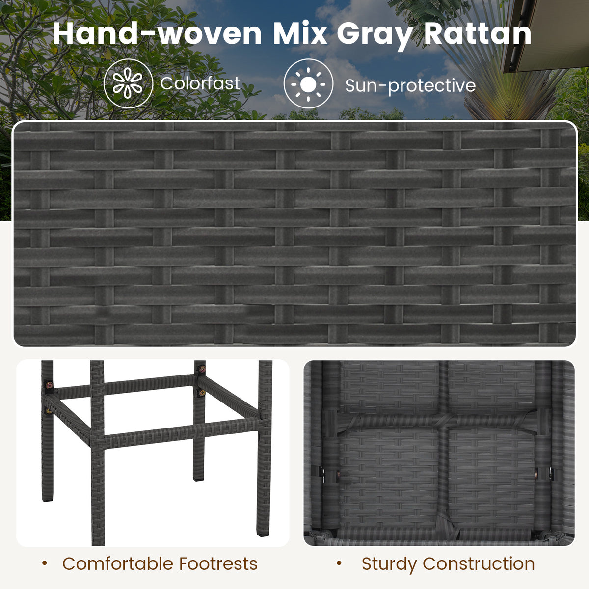 5-Piece Outdoor Wicker Bar Table Set with Storage - Style 2